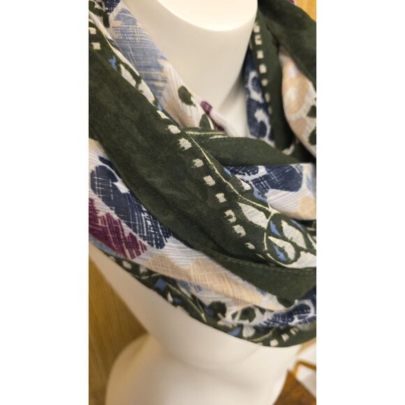 J. Jill Floral Pattern Polyester Scarf Fall Colors Lightweat Infinity Scarf Wrap - Picture 2 of 5